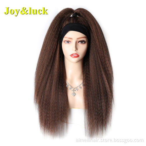Wholesale Prices Wig For Women Daily Life 26 inches Long Natural Straight Brown Color High Temperature Synthetic Headband Wigs